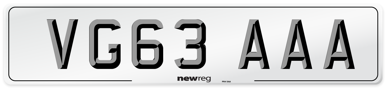 VG63 AAA Number Plate from New Reg